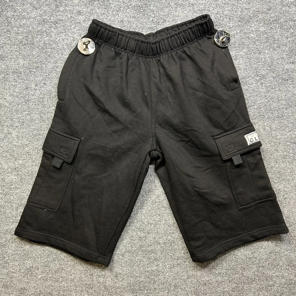 Pro Club Cargo Sweat Shorts Mens M Black NEW Cargo Pockets Elastic Waist Y2K